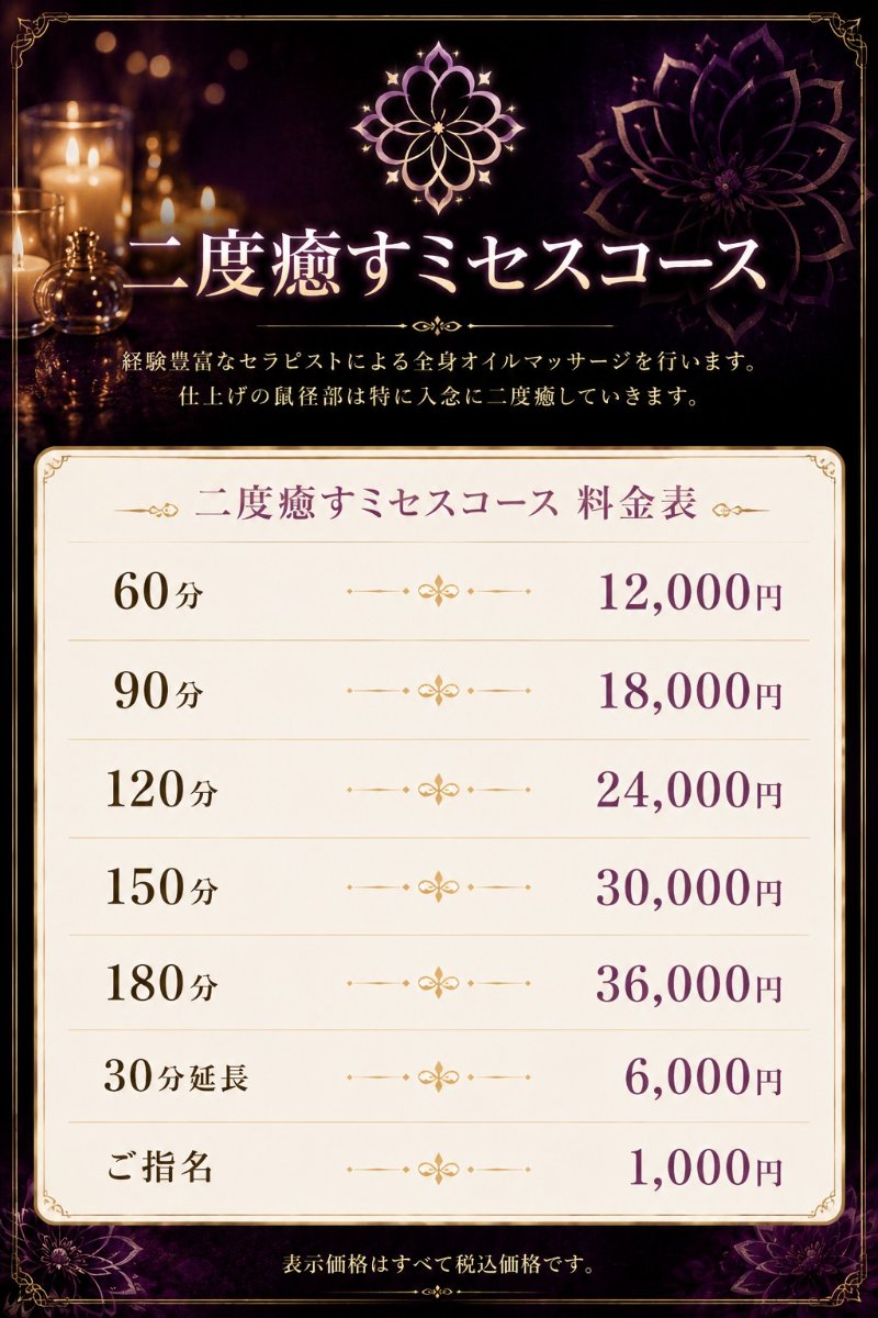 二度癒すミセスコース≪出張専門店≫